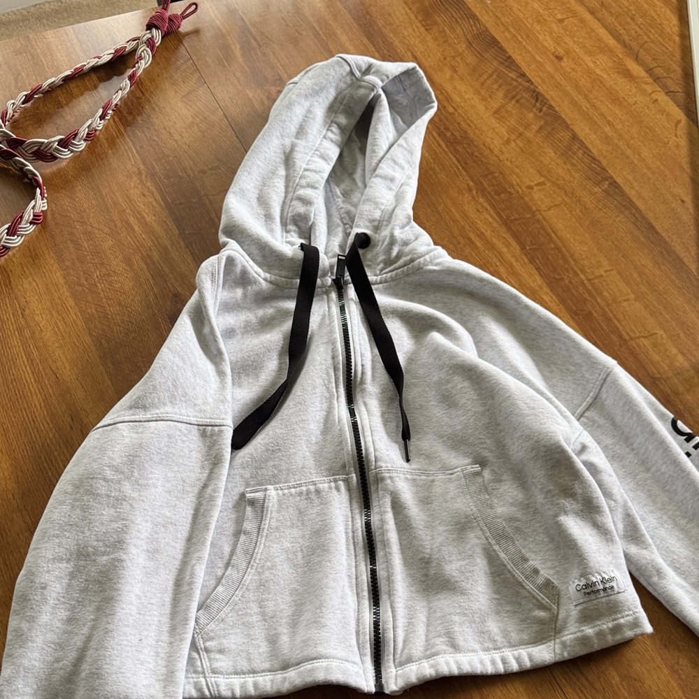 Calvin Klein Light Gray Women's Zip-Up Hoodie